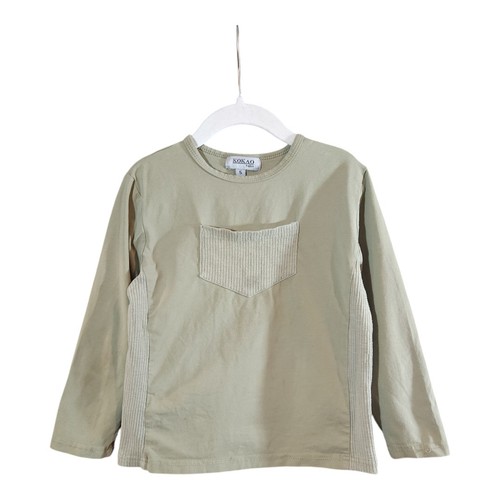 Kokao Paris Green Long Sleeve Crewneck T-shirt Ribbed Trim Casual Basic Girls' 5