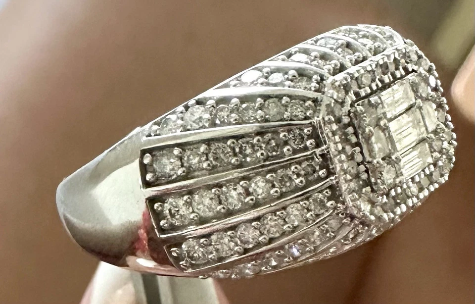 ANILLO DIAMANTES ORO BLANCO 10K SI-G TALLA 8 Foto 3 de 4