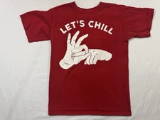A-Lab Let's Chill Funny Red T Shirt Short Sleeve Mens Small