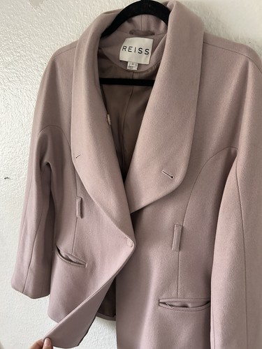 Reiss Mauve Wool Blend Winter Blazer Coat Medium Office Winter Preppy Cozy - Picture 15 of 19