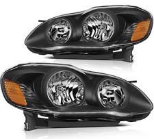 Headlight Assembly Toyota Corolla 2003-2008 Driver Passenger Side Black Housing