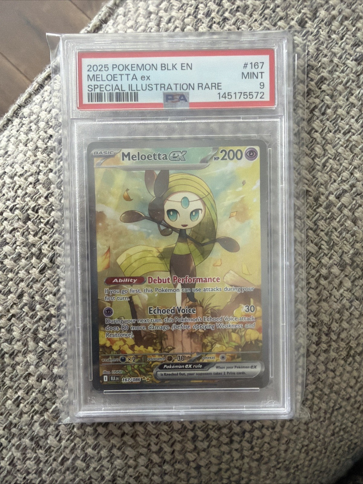 PSA 9 Pokemon Meloetta ex #167 SIR Black Bolt Full Art