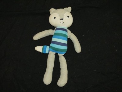 Under the Nile Frankie Fox Gray Striped Organic Cotton Plush Doll Baby Toy 10''