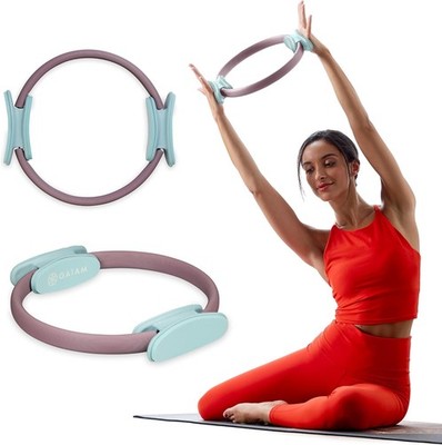 Gaiam Pilates Ring 12'' Fitness Circle - Lightweight & 12'', Dusty Pink/Seafoam 