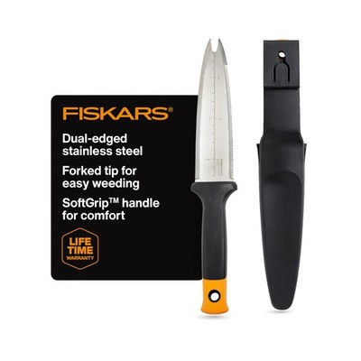Fiskars Hori Garden Knife with Sheath, Multi-Purpose Heavy 15.9'', Black