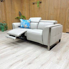 Furniture Village 'Gisella' 2 Seater Sofa Headrests Grey Leather Power Recliner