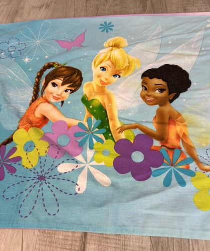 VTG Disney Tinker Bell Faires Pillow Case 1 Different Sided Print Size 19.5X29” - Picture 9 of 13