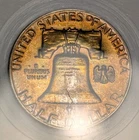 1962 Franklin Silver Proof Half Dollar Ungraded PCI Holder,  Rainbow Orange!!!