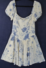 NEW, Reformation Davonne floral mini dress in blue/white Sz 8 #MD1400