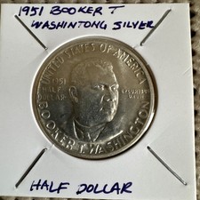 1951 Booker T. Washington Commemorative Half Dollar 90% Silver