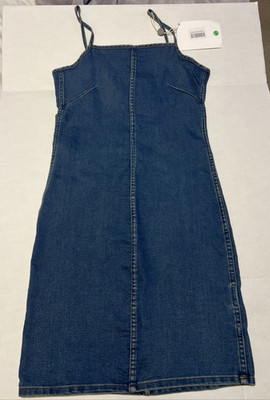 Cheap Monday Denim Look Spray On Dress 38 Blue Spaghetti Strap Sustainable NWT