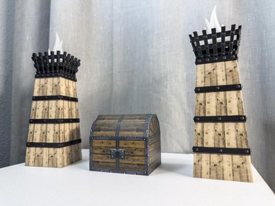 Zelda Ocarina of Time Dungeon Torch & Treasure Chest Set - 3D Printed Decor