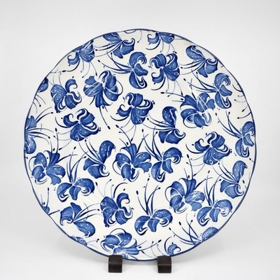 Grindley Royal Tudor Orchidee groß blau weiß Servierplatte Made in England