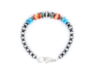 Southwestern Native American-Inspired Kingman Turquoise & Spiny Oyster Bracelet