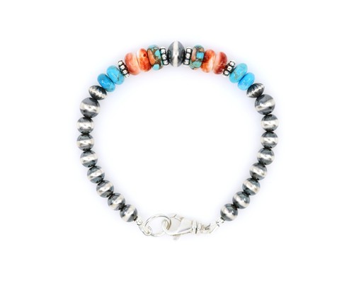Southwestern Native American-Inspired Kingman Turquoise & Spiny Oyster Bracelet - 第 1/4 張圖片