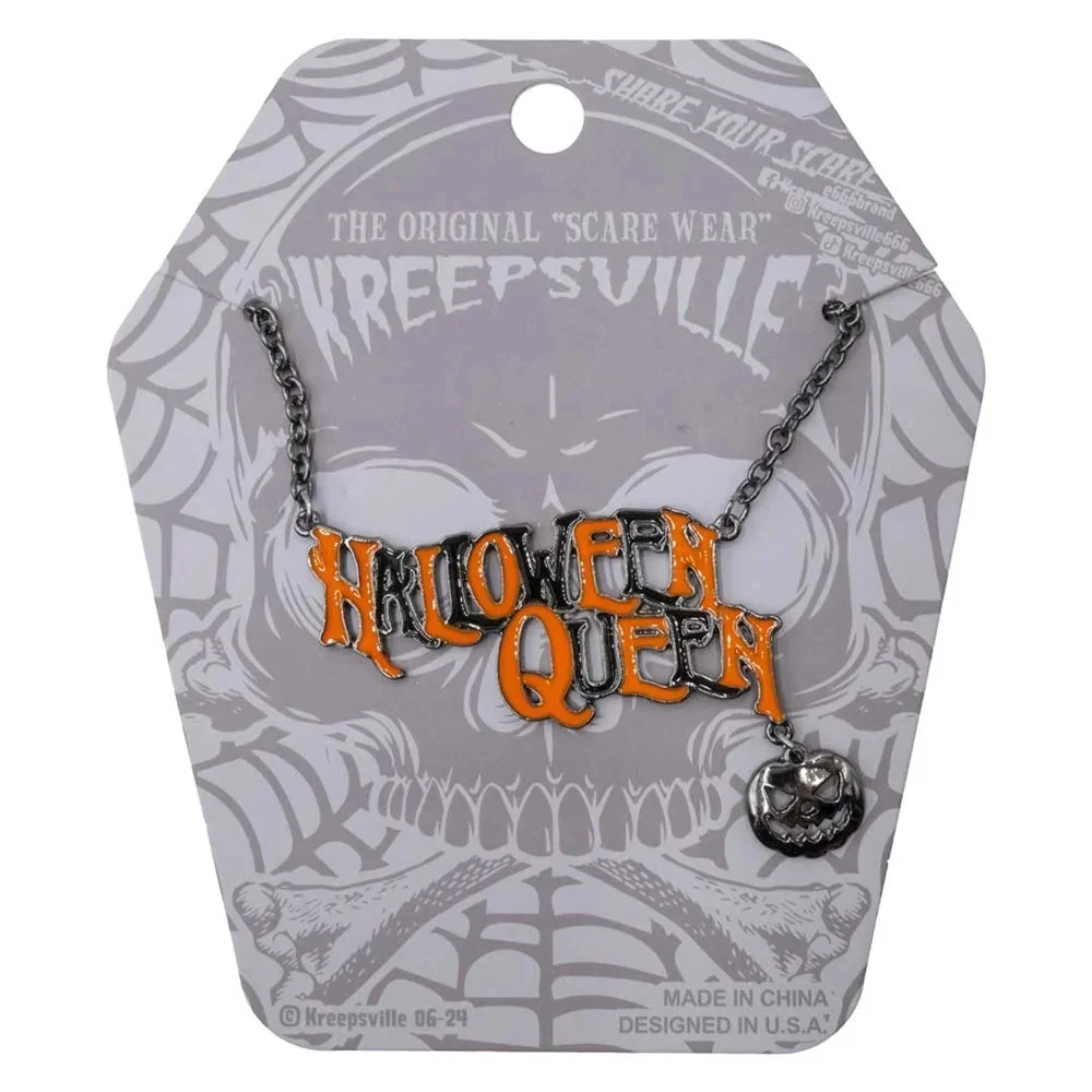 Kreepsville 666 Halloween Queen Text Pendant Necklace Goth Whimsigoth Alt NWT - product detail image 3