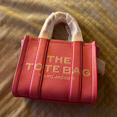 Marc Jacobs The Tote Bag Mini Pink Tote w/ Top Handle, Detachable Strap, Gold