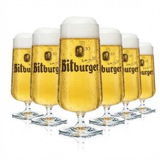 6x Bitburger Glas 0,25l Pokal Tulpe Bier Pils Gl&auml;ser Gastro Geeicht Kneipe Bar