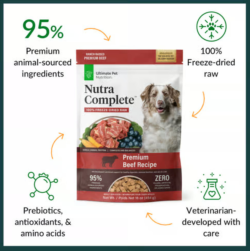 Ul.ti.mate Pet Nutrition Nutra Complete Freeze Dried Raw Beef Dog Food 48 Oz Bag
