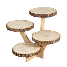 Brown 15" Round 4 Tier Round Natural Wooden Cupcake Dessert Stand Party Events