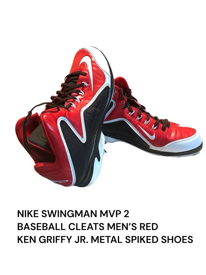 耐克 Swingman MVP 2 Mid Rise 棒球鞋 Ken Griffey Jr 红色/黑色男式 12 码 — 第 4/4 张图片