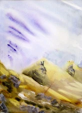 Original Watercolor Painting, Abstract landscape by Vasil Vasilev