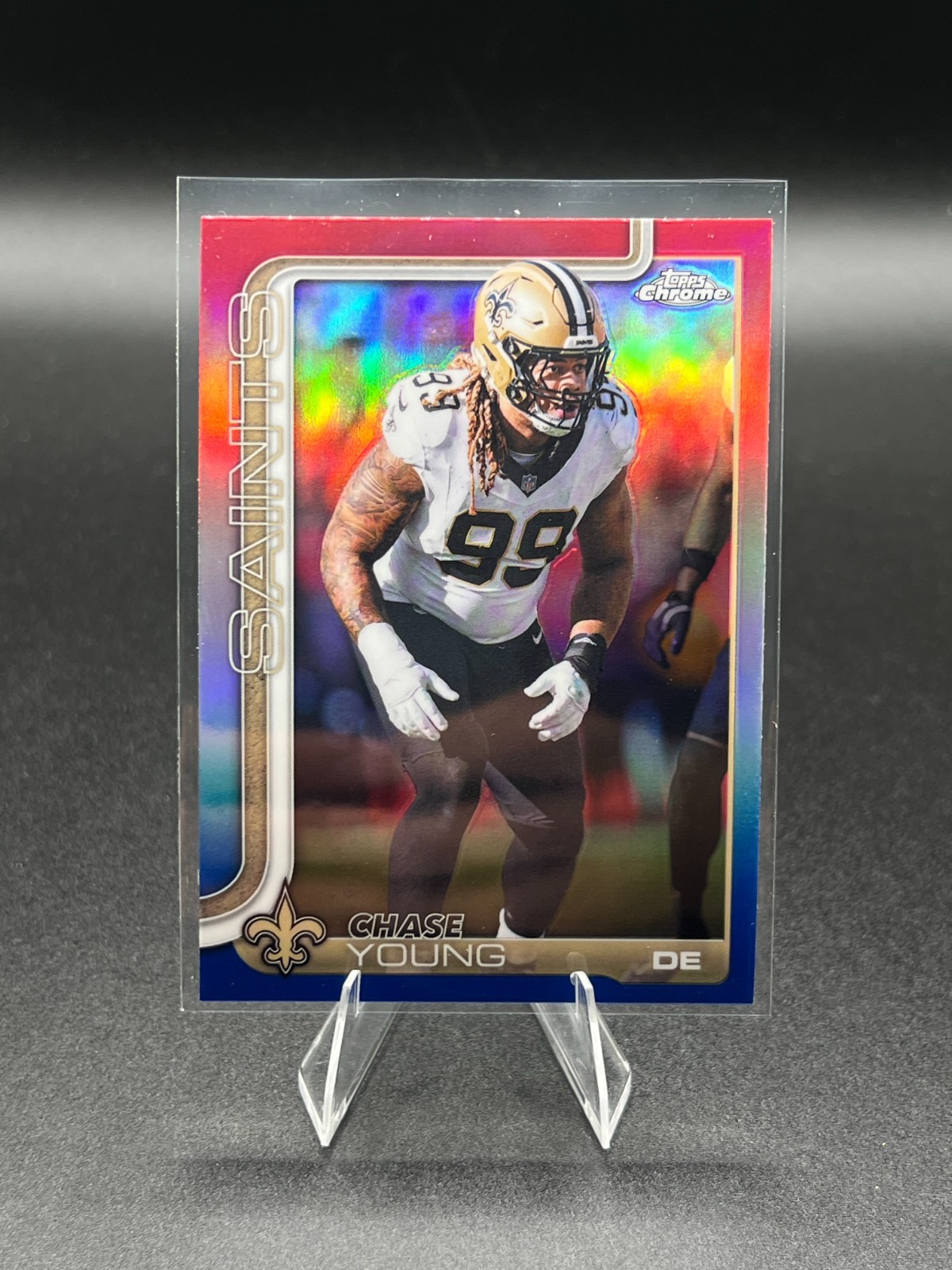 2025 Topps Chrome Chase Young #220 Red White Blue New Orleans Saints