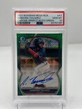 2023 BOWMAN AMBIORIS TAVAREZ 80/99 GREEN MOJO AUTOGRAPH BMA-AT PSA 10