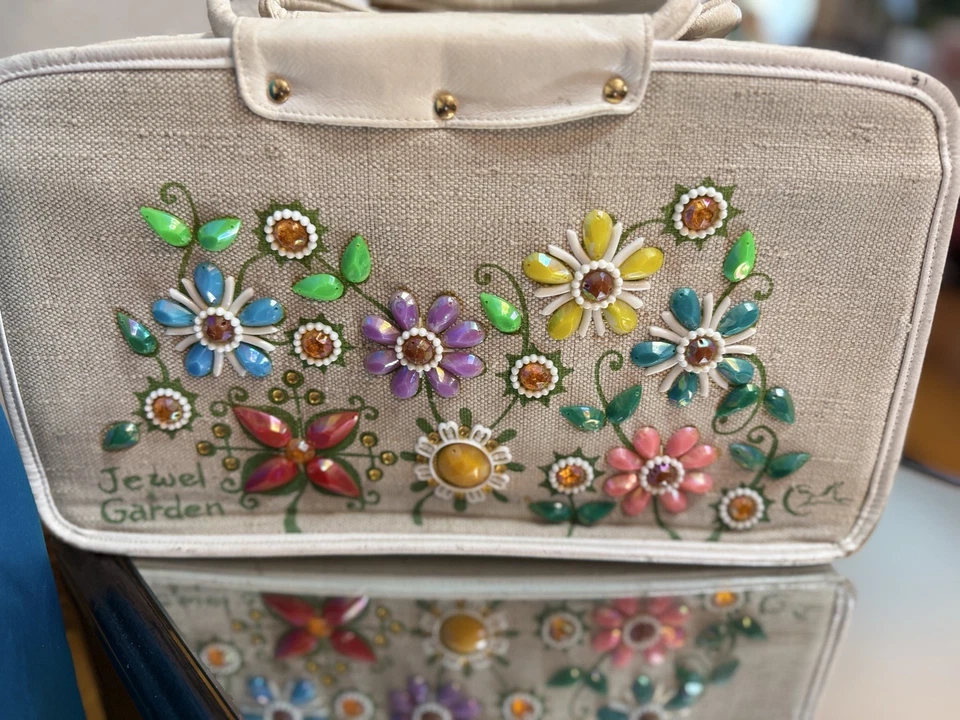 Cartera/bolso de mano vintage Enid Collins - joya jardín rectángulo Foto 2 de 4