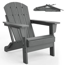 Folding Adirondack Chairs, HDPE Outdoor Patio Chairs All Weather Resistant wi...