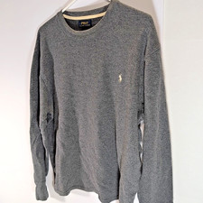 Polo Ralph Lauren Sleep Shirt Men's L Waffle Knit 100 Cotton Long Sleeve Large