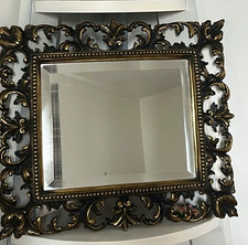 Vintage Ornate Floral Framed Wall Mirror Rectangle Gold/Silver 55x45cm
