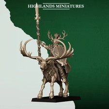 Feral Elf Lord on Great Stag - 28mm Heroic Feral - Resin Tabletop Miniature