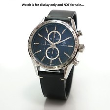 Vintage Stitching Genuine 20mm Black Leather Watch Strap For TAG Heuer Carrera