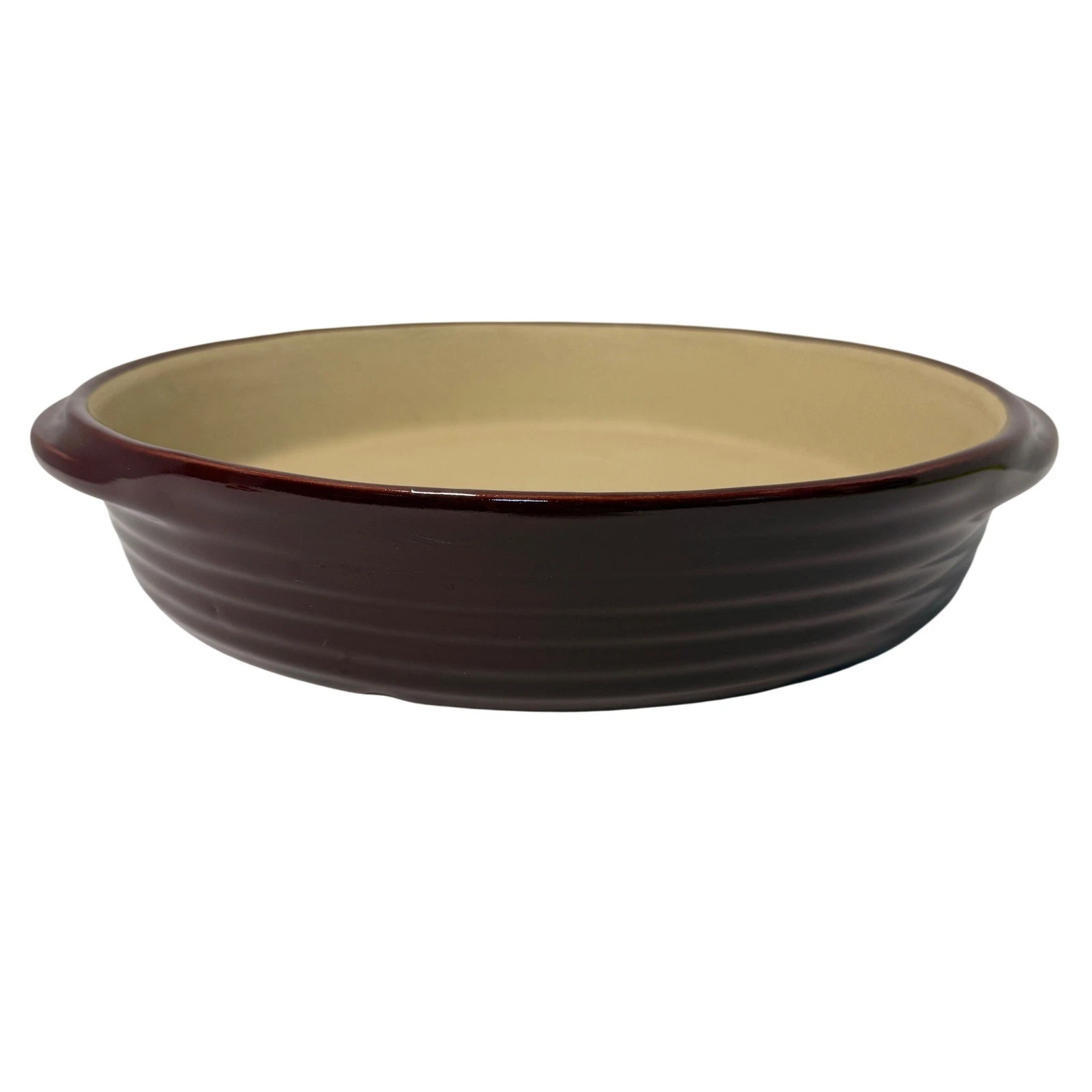 The Pampered Chef Family Heritage Stoneware Round Baking Dish 10 Inch Burgundy