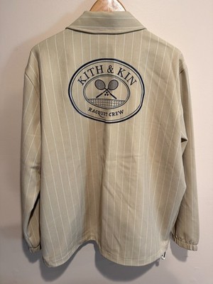 Kith x Wilson Pinstripe Double Knit Coaches Jacket Canvas Tan