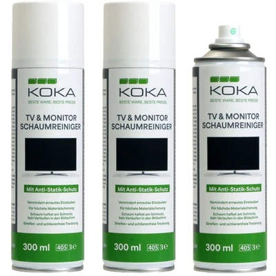 3x KOKA Reinigungsschaum Spray Dose Reiniger für TV PC Monitor OLED LCD LED TFT