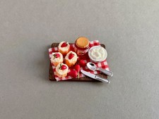 Dolls house Miniature 1:12 Cream Tea Board Scones Cream Jam Strawberries