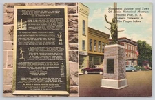 Painted Post NY Monument Square Finger Lakes c1940 Postcard