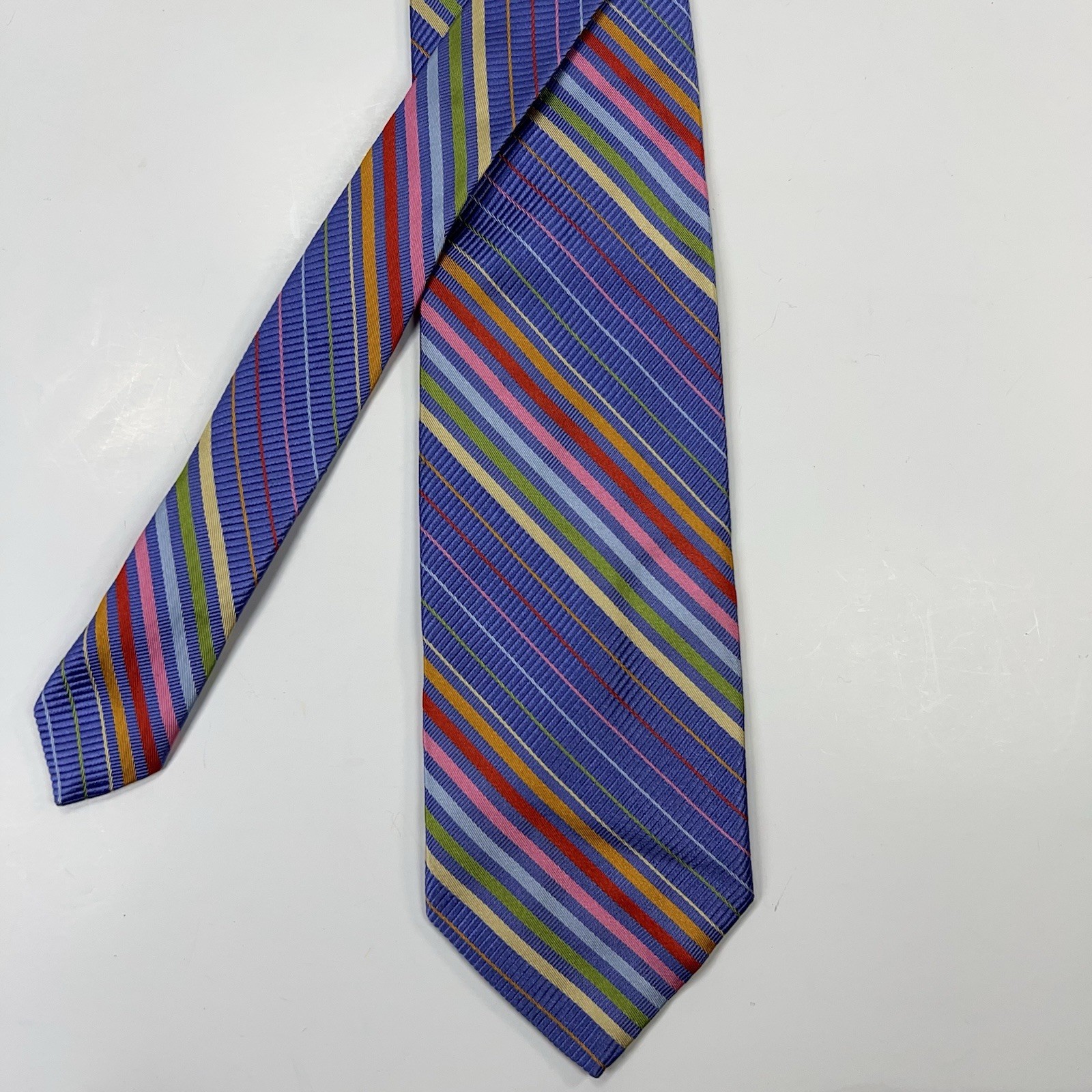 DESANTIS COLLECTION Tie Purple Striped 100% Silk Made In Italy Necktie 3.50