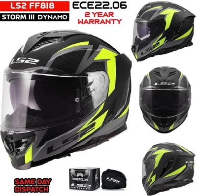 Casque integral moto LS2 FF818 STORM III Double visiere ECE Pinlock, DYNAMO Fluo - Photo 1/4