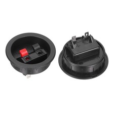 WP2-9A 2 Way Black Red Round Speaker Box Terminal Clip, Pack of 2