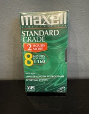NEW MAXELL VHS Blank Tape Video Cassette 8 Hours Standard Grade VCR SEALED