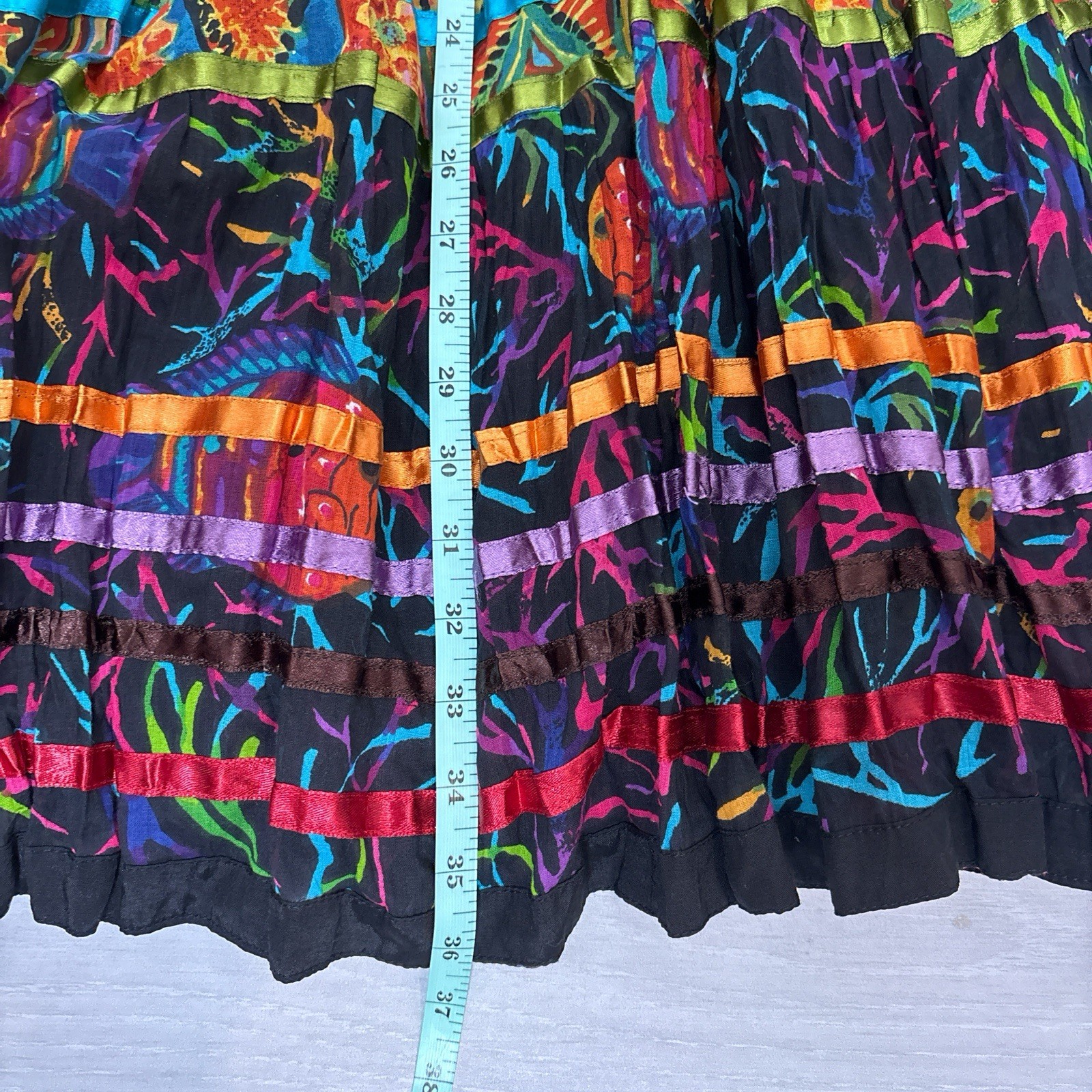 Boho Patchwork Tiered Maxi Skirt Medium Colorful … - image 8