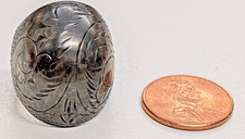 VINTAGE STERLING SILVER ETCHED DOME RING SIGNED NF 925 ABOUT SIZE 7 1/2