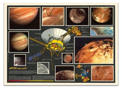Jupiter, Nous Voilà! Poster   1979 Voyager Space Probe (French) Astronomy Print