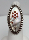 NAI Zuni MOP Coral Large Flower Sterling Ring Native American — photo 1