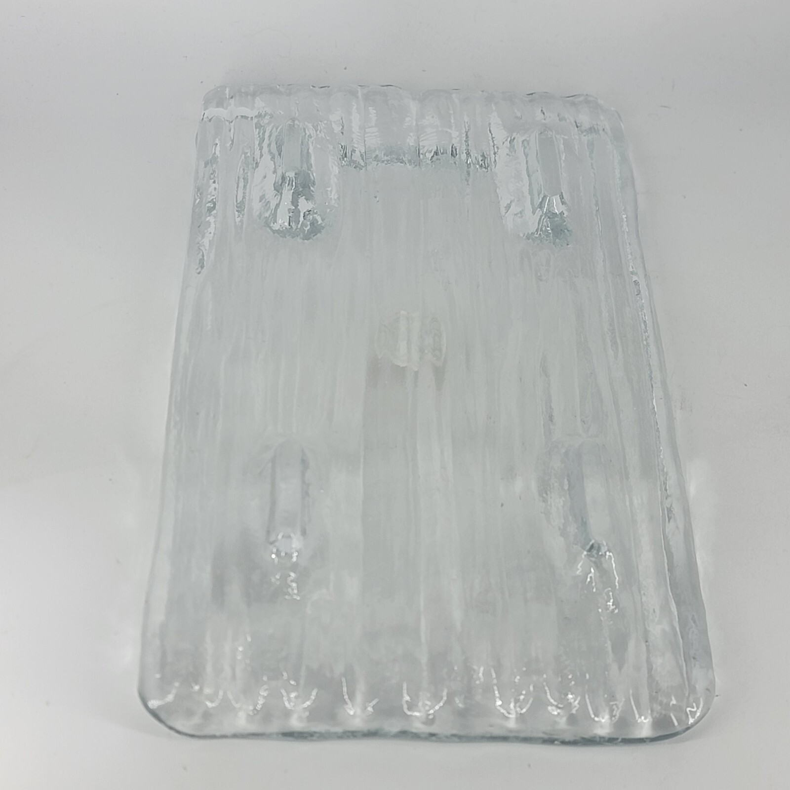 Italglass Corp Small 11" Modern Serving Tray Glass Rectangle Textured