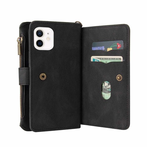 For iPhone 13 12 11 SE 6s 7 8 Plus Zipper Wallet Card Holder Leather Case Cover - Picture 19 of 53
