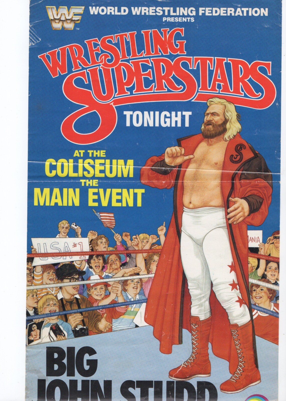 Vintage 1984 WWF Series 1 Big John Studd LJN Action Figure Poster Collectible Wrestling Memorabilia in Acceptable Condition #1